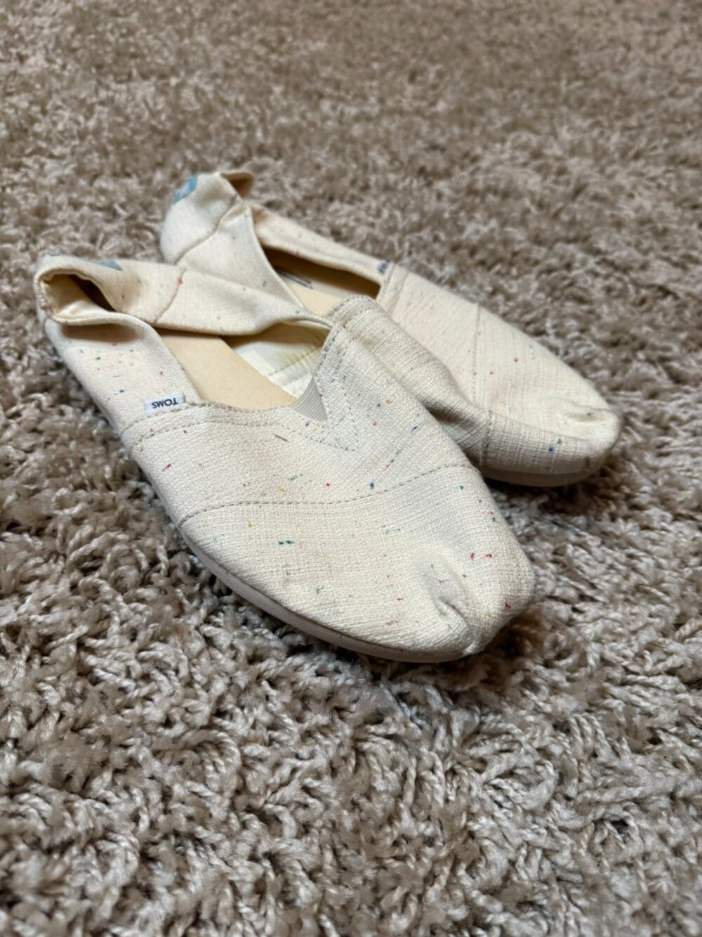 Toms Size 7.5 Beige Confetti Flecked Color Speckled Espadrilles